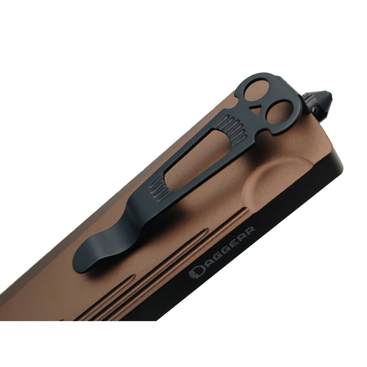 Daggerr нож автоматический Кощей Боуи сталь D2 блэквош, рукоять Aluminum anodized Bronze