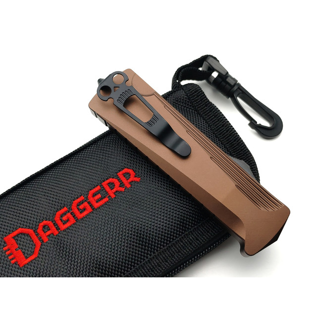 Daggerr нож автоматический Кощей Боуи сталь D2 блэквош, рукоять Aluminum anodized Bronze