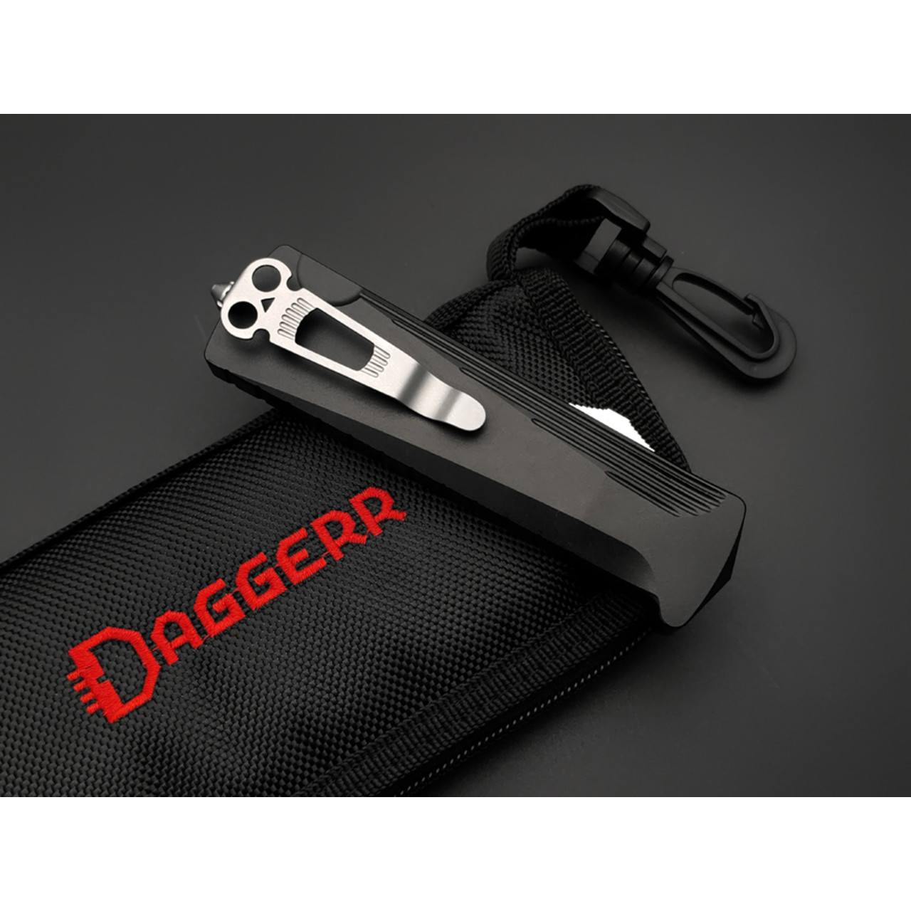 Daggerr нож автоматический Кощей сталь D2 satin, рукоять Aluminum anodized Black