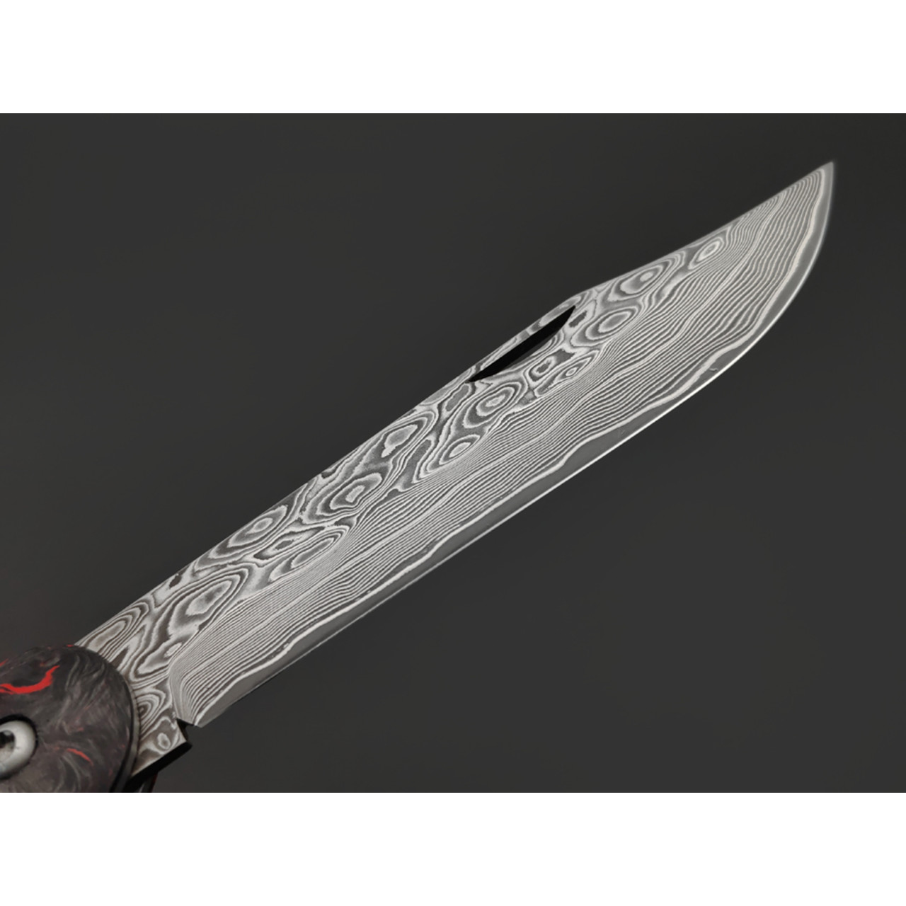 Кузница Васильева складной нож Чабан сталь Ламинат M398, рукоять Chaotic carbon fiber red