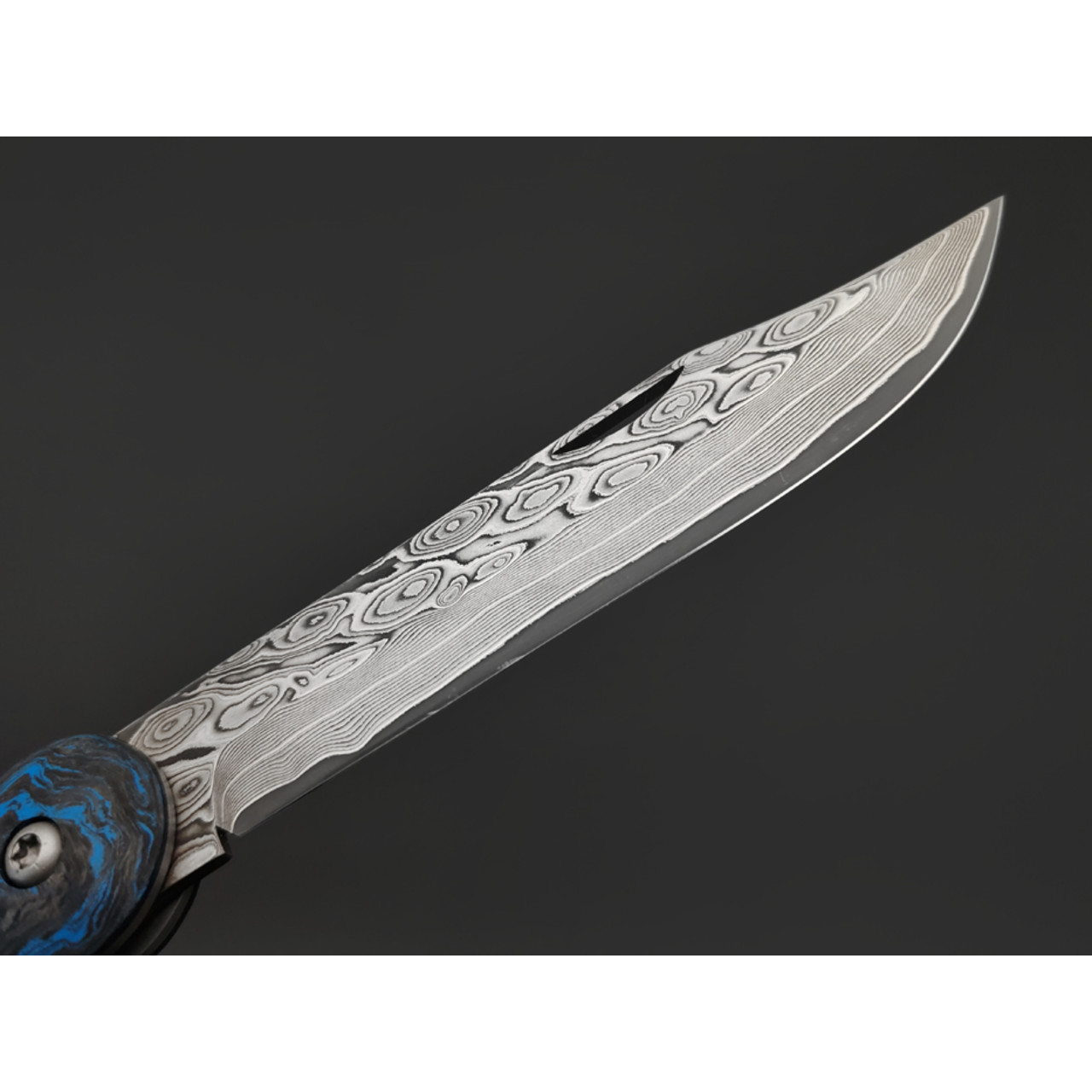 Кузница Васильева складной нож Чабан сталь Ламинат M398, рукоять Chaotic carbon fiber blue
