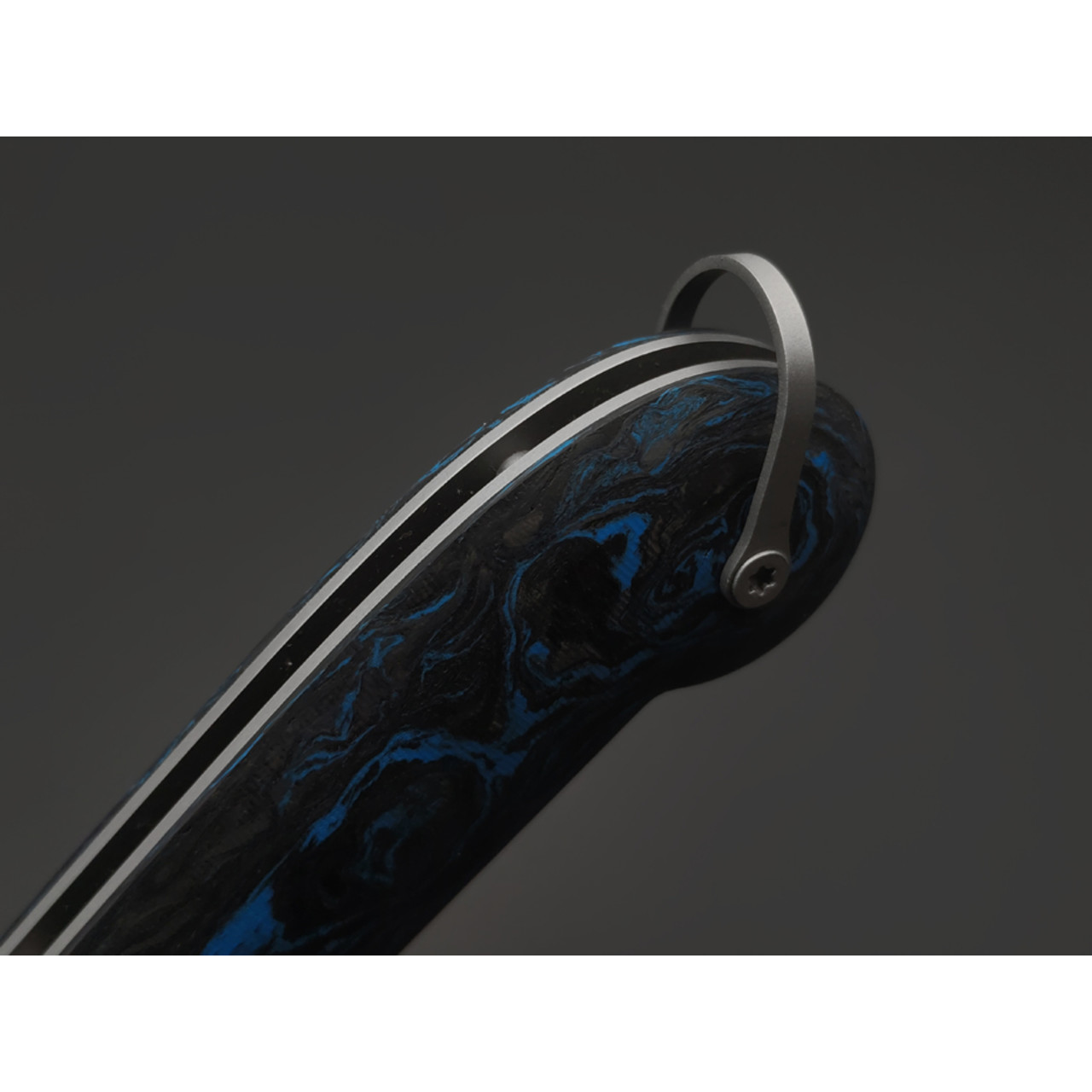 Кузница Васильева складной нож Чабан сталь Ламинат M398, рукоять Chaotic carbon fiber blue