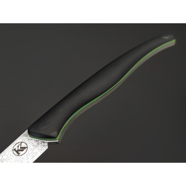 Кирилл Козлов нож Минога Ультра сталь Aus-10Co худ. травление, рукоять G10 black & green