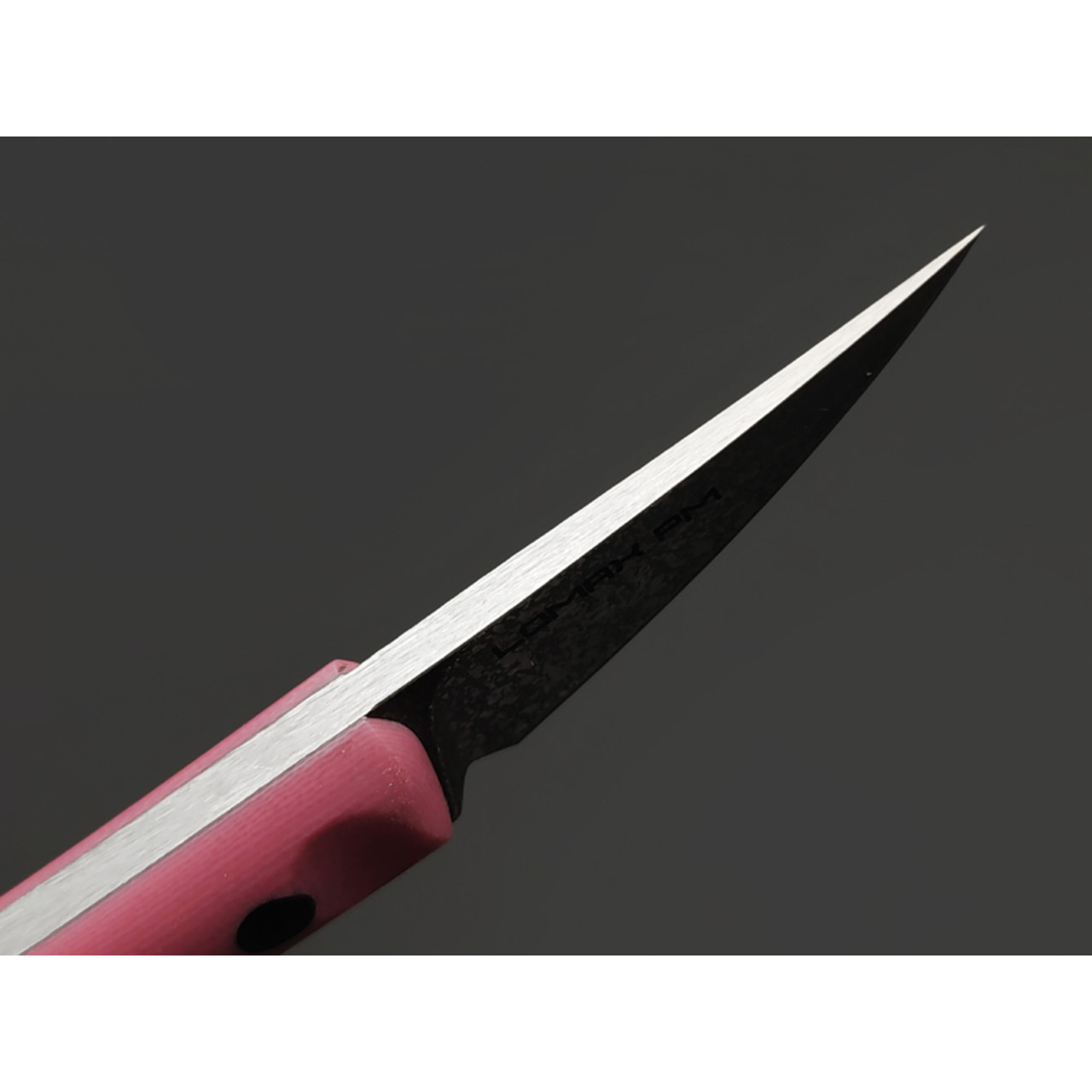 Кирилл Козлов нож Японец Мини сталь Lomax PM худ. травление, рукоять G10 pink