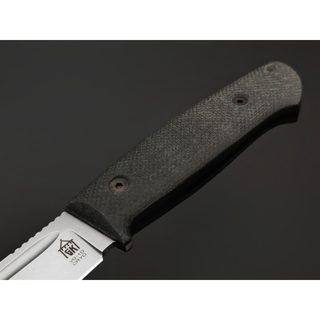 Град Горький нож Тигр сталь VG-10 стоунвош, рукоять Micarta grey canvas, G10