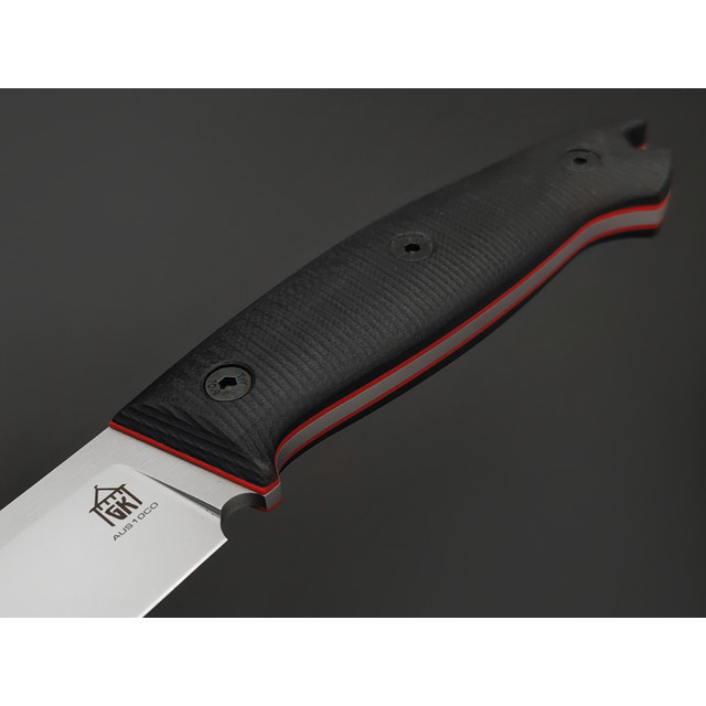 Град Горький нож Охотник сталь Aus-10Co bead-blast, рукоять G10 black & red