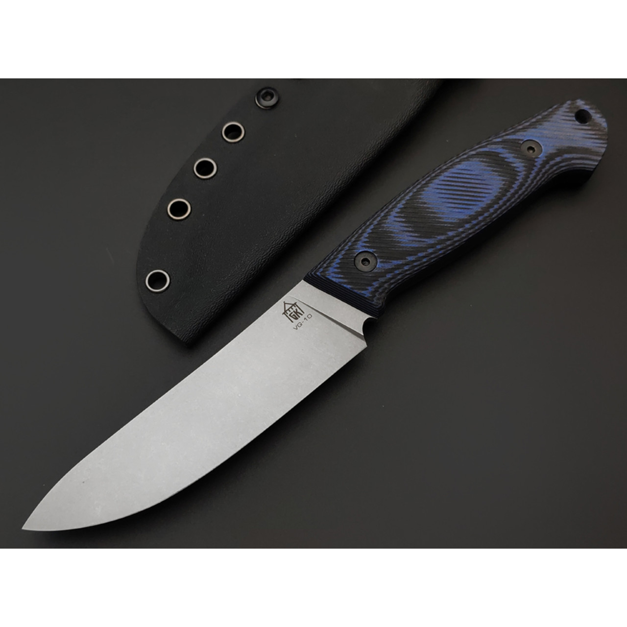 Град Горький нож Охотник сталь VG-10 стоунвош, рукоять G10 black & blue.
