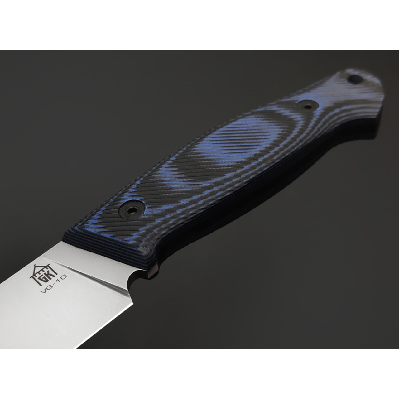 Град Горький нож Охотник сталь VG-10 стоунвош, рукоять G10 black & blue.