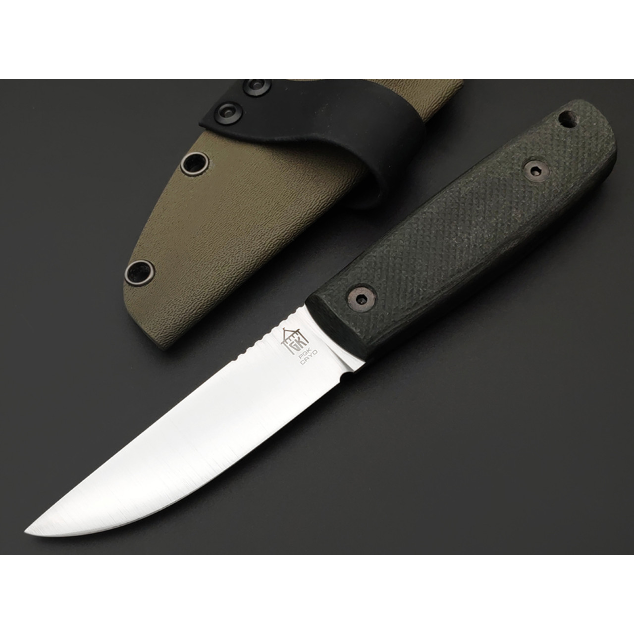 Град Горький нож Техно-Томми сталь PGK satin, спуски конвекс, рукоять Micarta grey canvas, G10