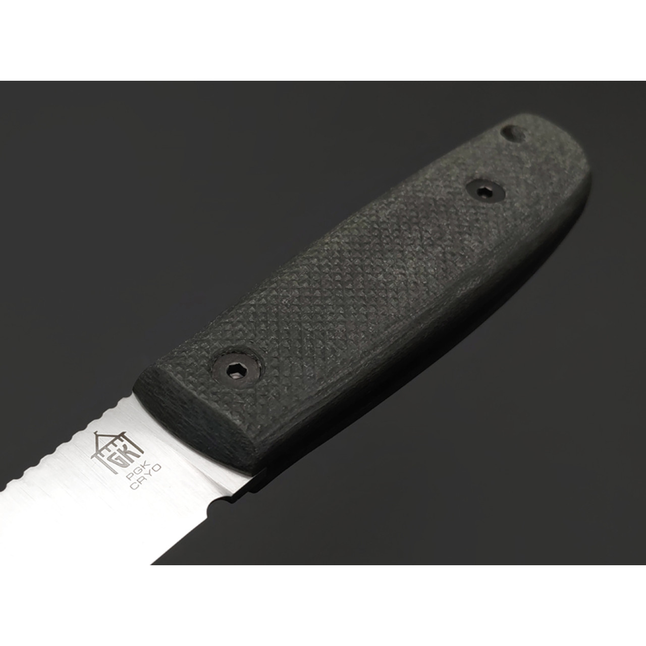 Град Горький нож Техно-Томми сталь PGK satin, спуски конвекс, рукоять Micarta grey canvas, G10