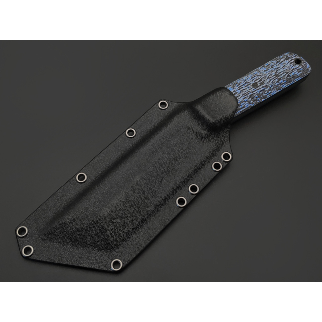 Волчий Век нож НДК сталь 95Х18 WA худ. травление, рукоять G10 black & blue, пины карбон