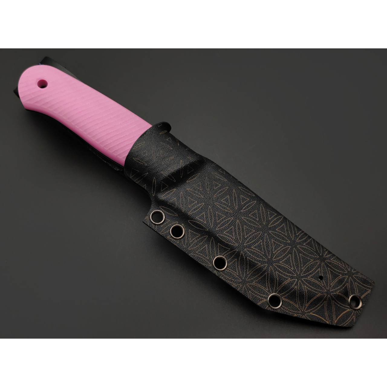 7 ножей нож Йети гибрид сталь Aus-10Co satin, спуски конвекс, рукоять G10 pink & black
