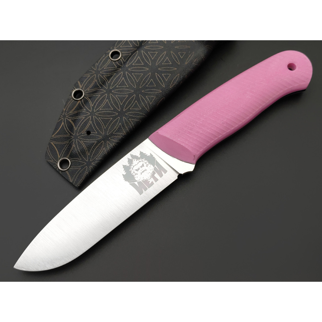 7 ножей нож Йети гибрид сталь Aus-10Co satin, спуски конвекс, рукоять G10 pink & black