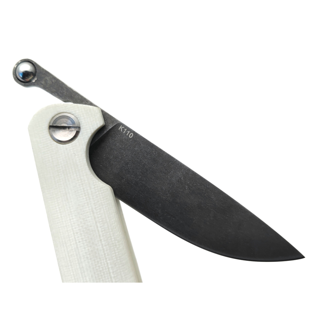 Saro нож складной фрикционный Микрос сталь K110 блэквош, рукоять G10 white