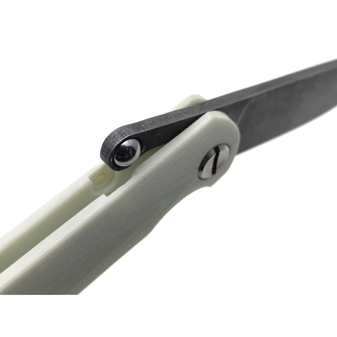 Saro нож складной фрикционный Микрос сталь K110 блэквош, рукоять G10 white