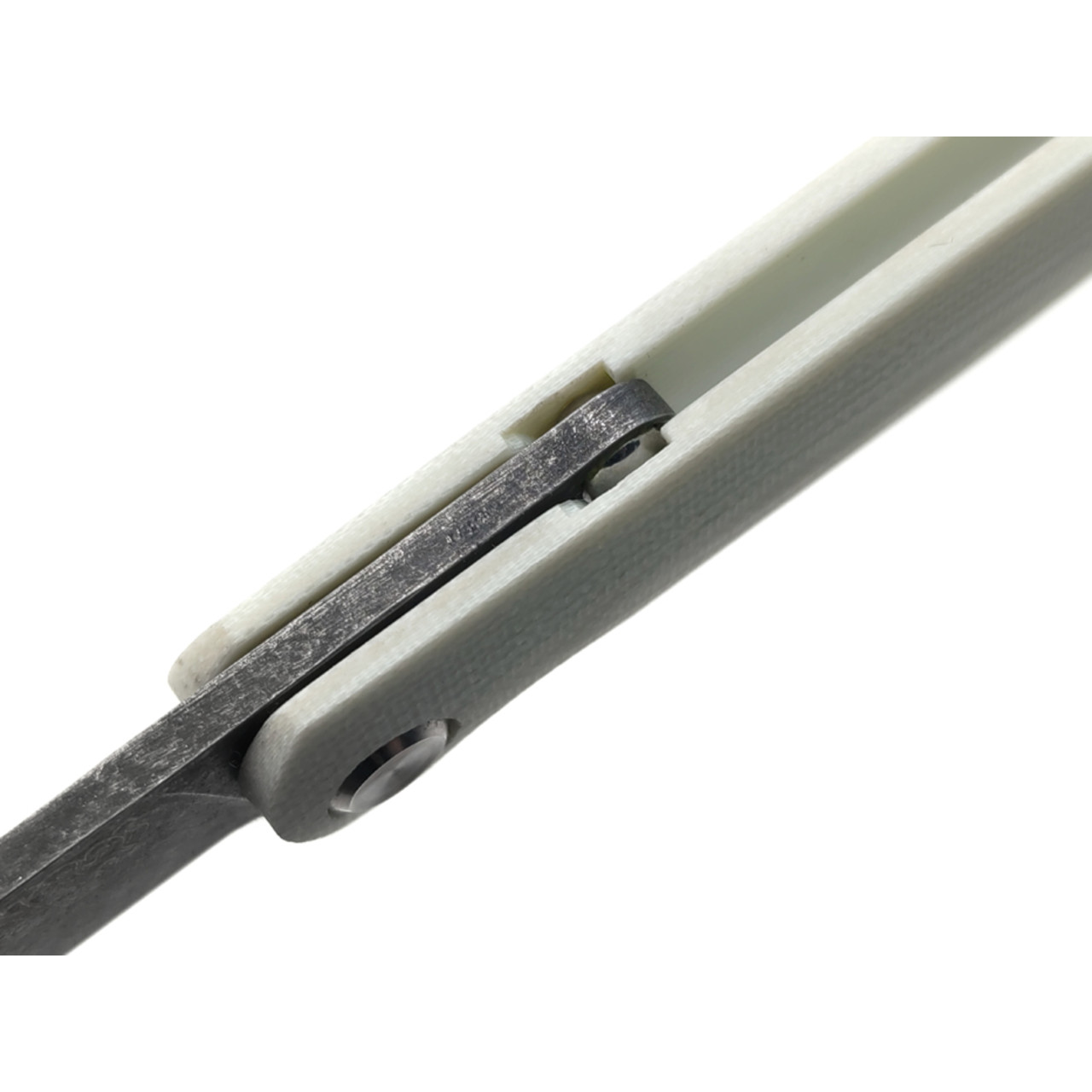 Saro нож складной фрикционный Микрос сталь K110 блэквош, рукоять G10 white