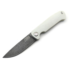 Saro нож складной фрикционный Микрос сталь K110 блэквош, рукоять G10 white