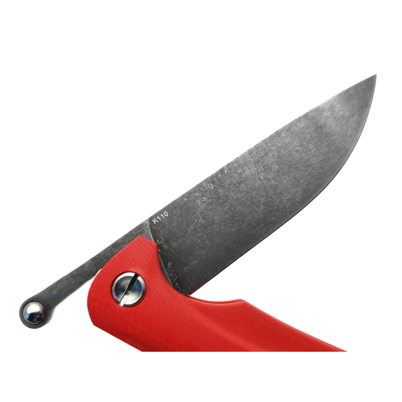 Saro нож складной фрикционный Микрос+ сталь K110 блэквош, рукоять G10 red