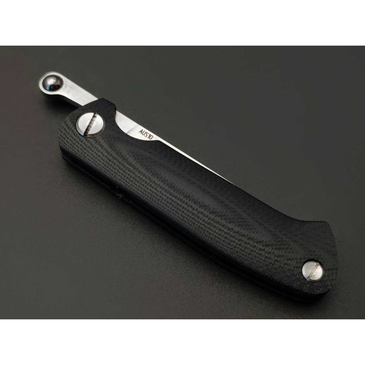 Saro нож складной фрикционный Микрос сталь Aus-10 satin, рукоять G10 black