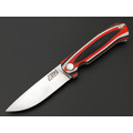 Saro нож складной фрикционный Микрос сталь Aus-10 satin, рукоять G10 red-white & black