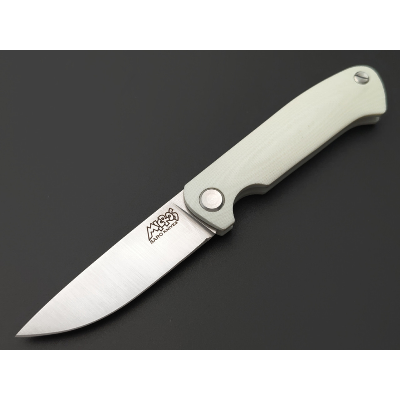 Saro нож складной фрикционный Микрос сталь Aus-10 satin, рукоять G10 white