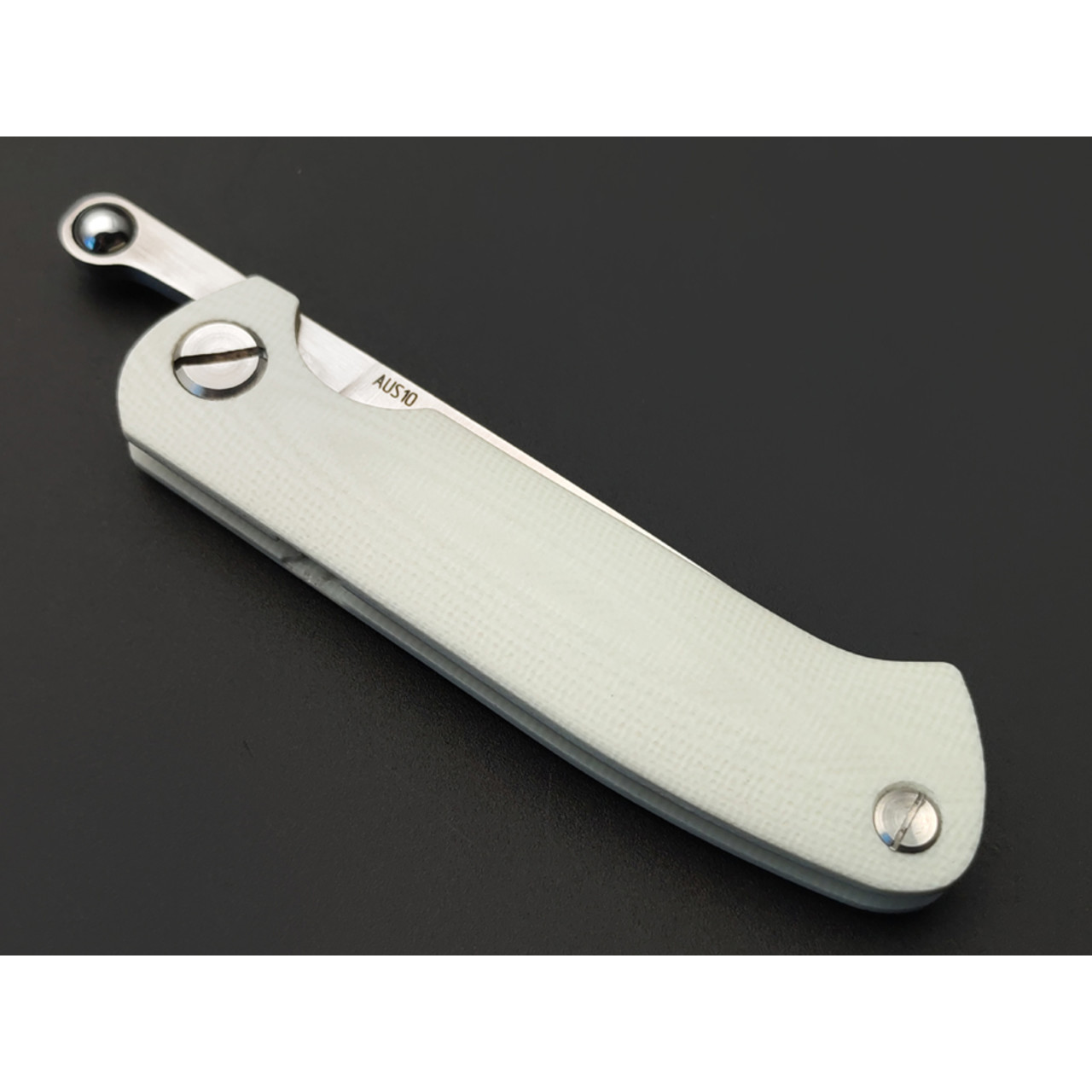 Saro нож складной фрикционный Микрос сталь Aus-10 satin, рукоять G10 white
