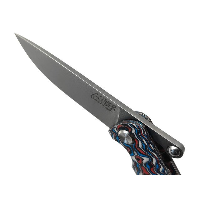 Saro нож складной фрикционный Микрос сталь Elmax bead blast, рукоять Cabon fiber multicolor