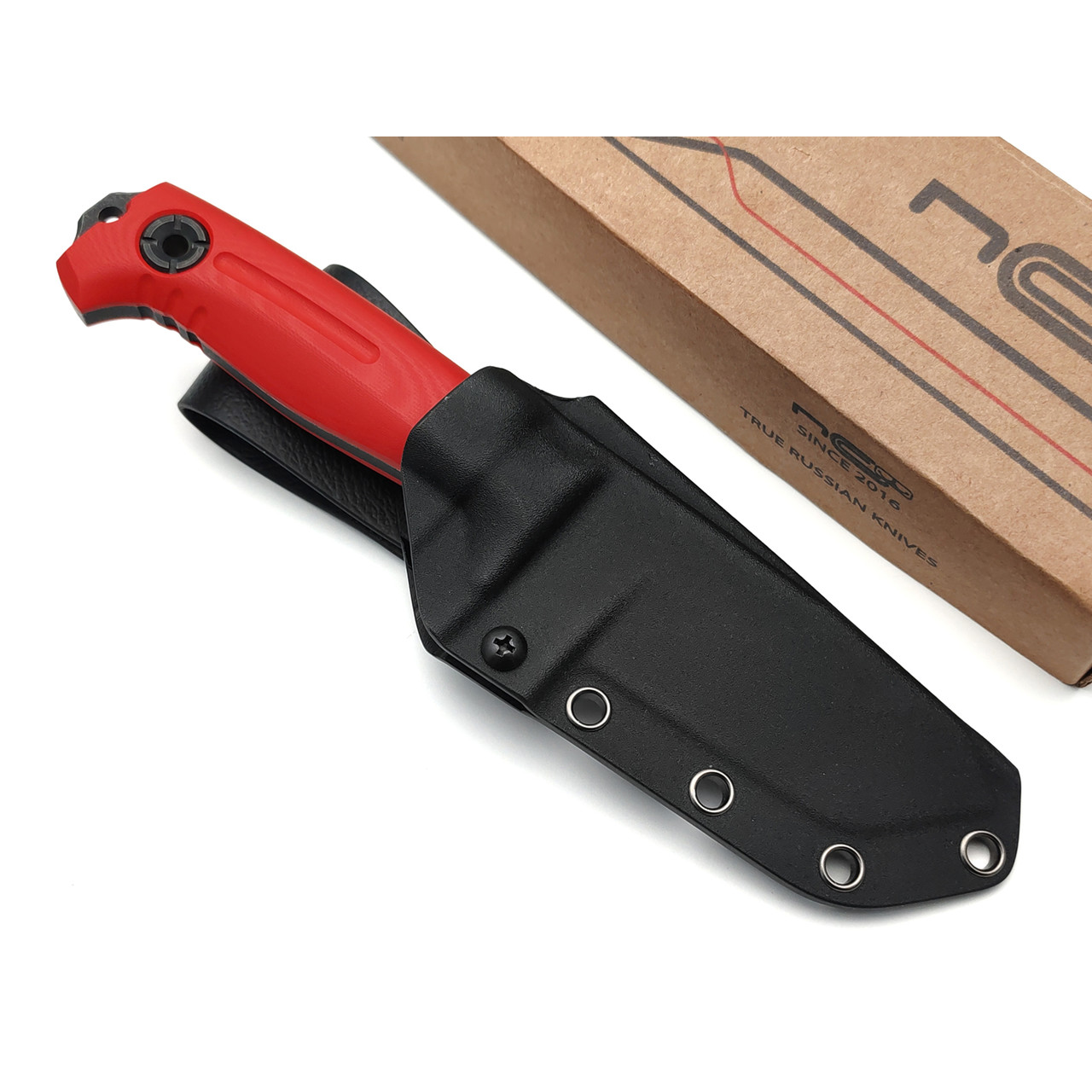 N.C.Custom нож Ultras сталь D2 блэквош, рукоять G10 red