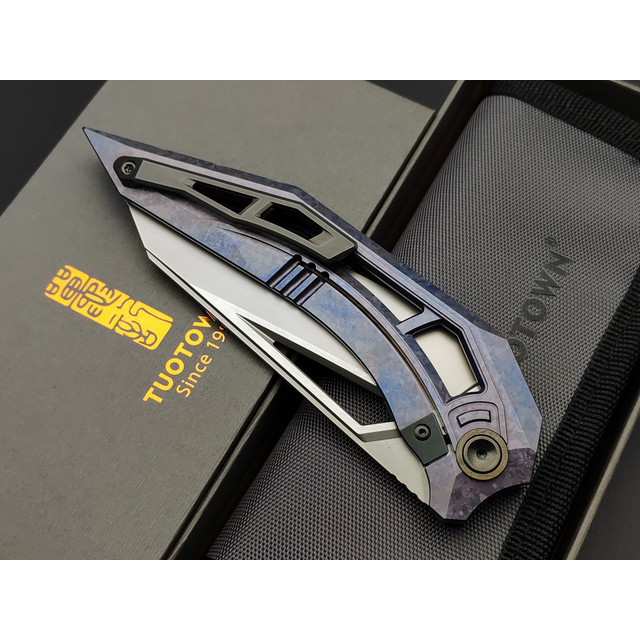 TuoTown складной нож Xenos Integral TXS-MKAP2 сталь TMAX bead blast, рукоять Titanium Crystal Purple