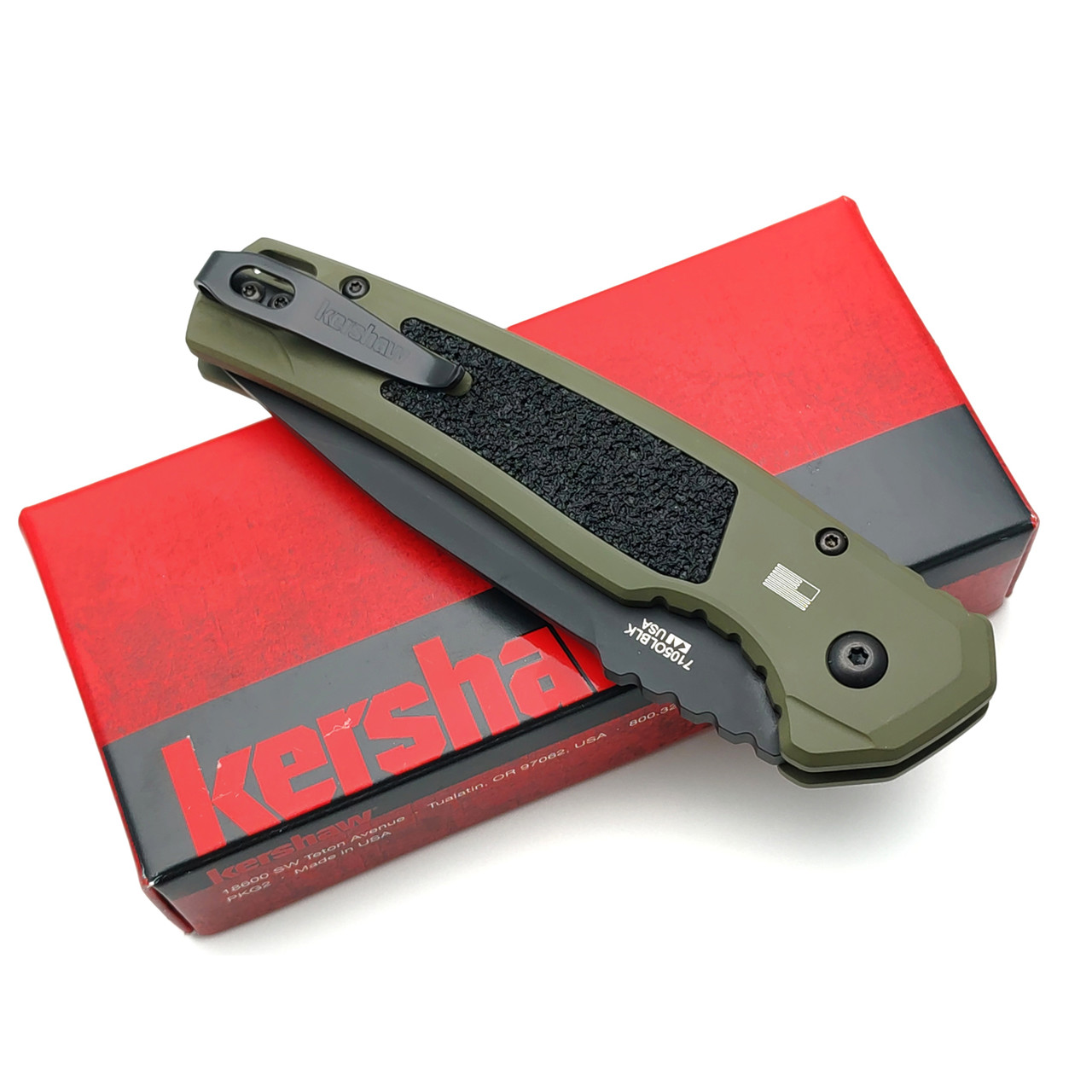 Нож Kershaw Launch 16 7105OLBLK сталь CPM M4, рукоять 6061-T6 Aluminum green, Trac-Tec