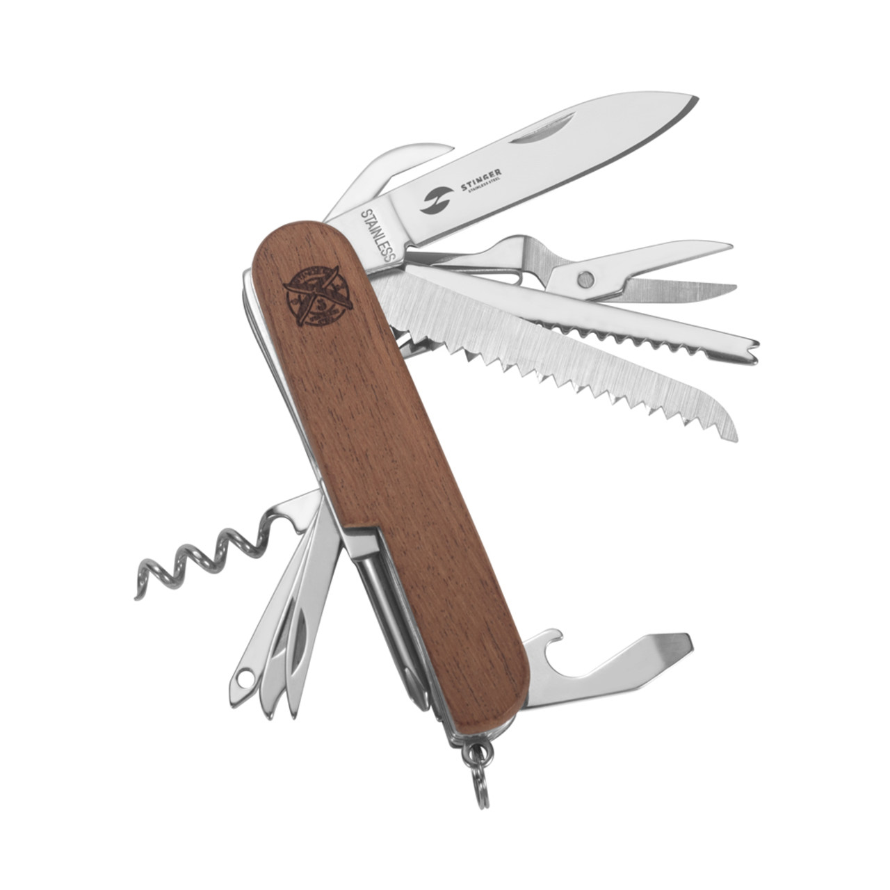 Stinger нож многофункциональный FK-K5014ALL (15 функций) сталь 420, рукоять Дерево сапеле