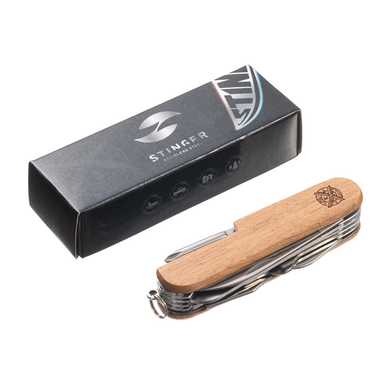 Stinger нож многофункциональный FK-K5014ALL (15 функций) сталь 420, рукоять Дерево сапеле