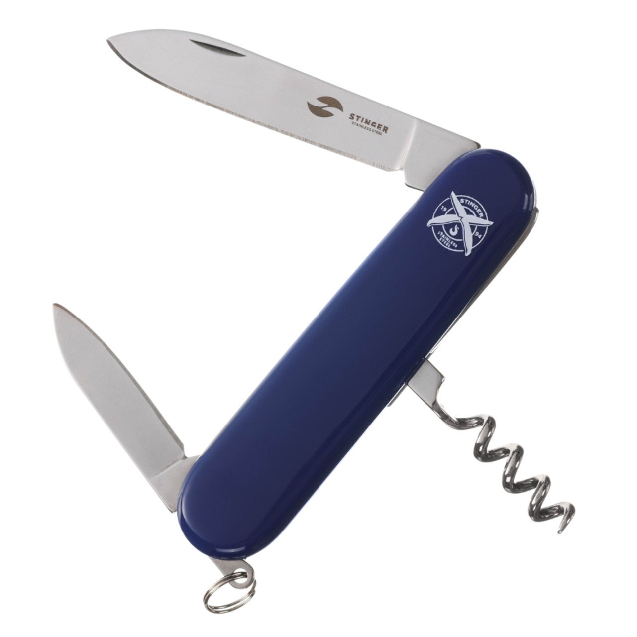 Stinger нож многофункциональный FK-K5007NH-4FB (4 функции) сталь 420, рукоять ABS blue, блистер
