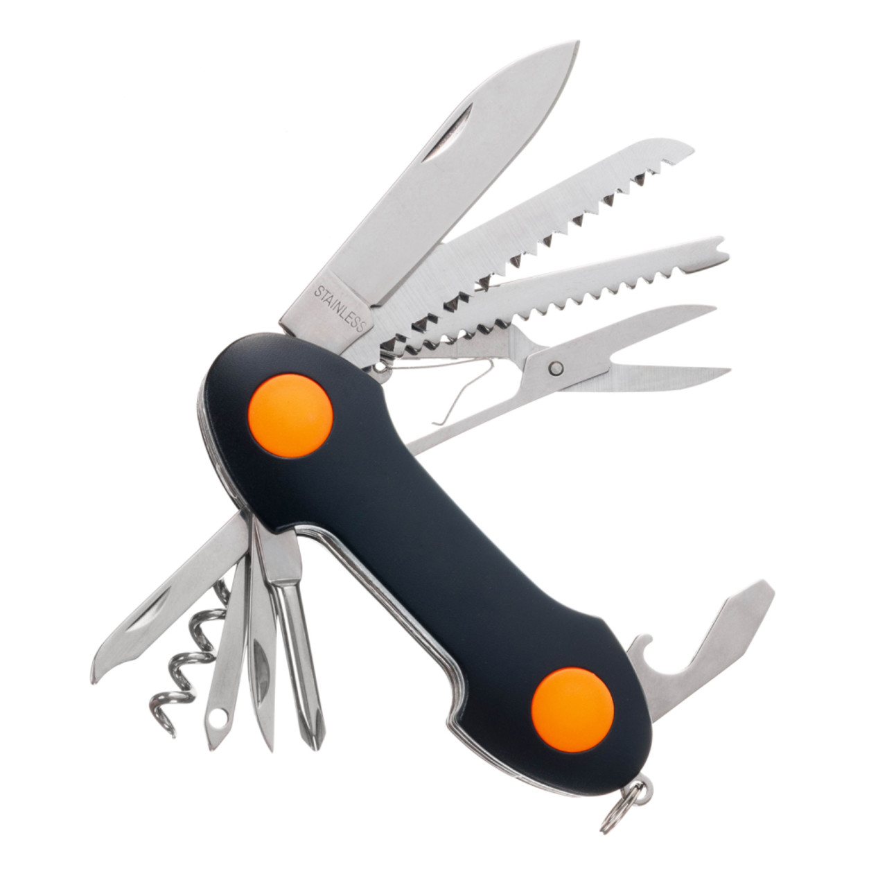 Stinger нож многофункциональный FK-KF5011LG3 (15 функций) сталь 420, рукоять PP черно-оранжевый