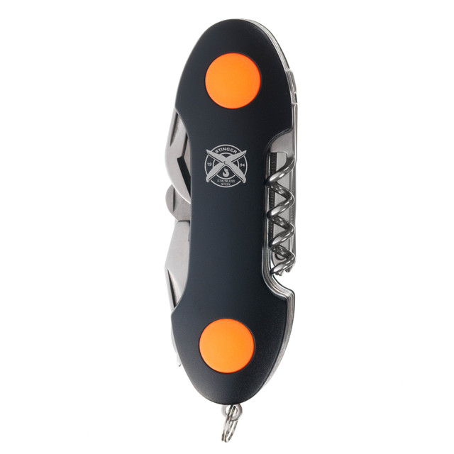 Stinger нож многофункциональный FK-KF5011LG3 (15 функций) сталь 420, рукоять PP черно-оранжевый