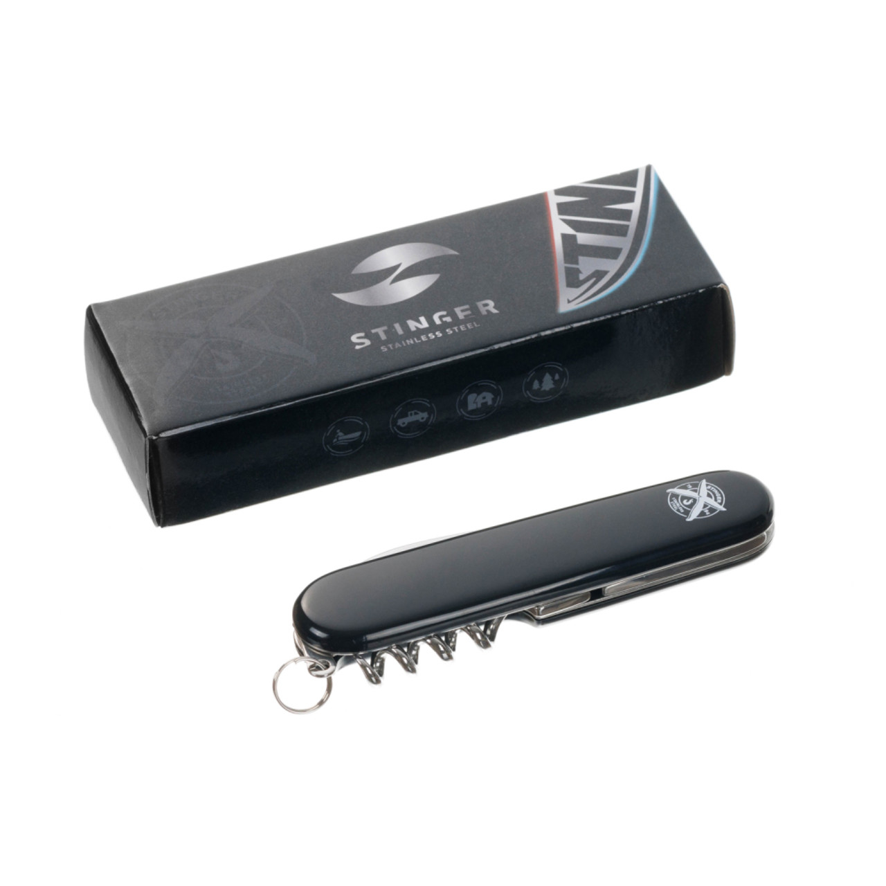 Stinger нож многофункциональный FK-K5006NH-4F (4 функции) сталь 420, рукоять ABS black