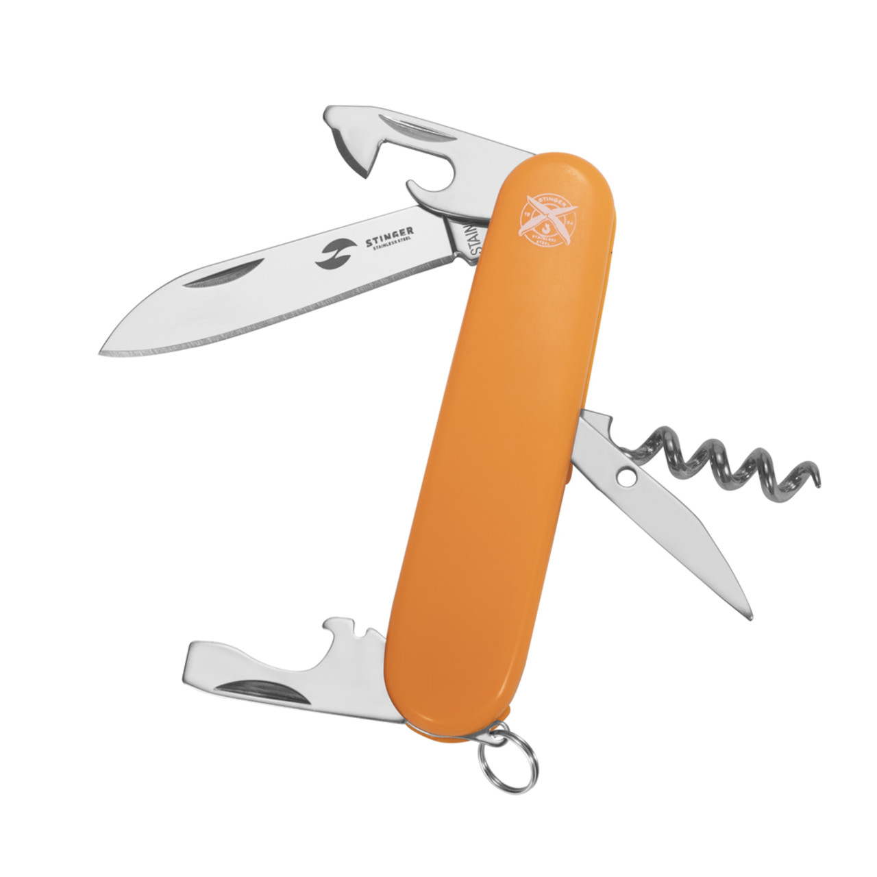 Stinger нож многофункциональный FK-K5017-5PB (10 функций) сталь 420, рукоять ABS orange, блистер