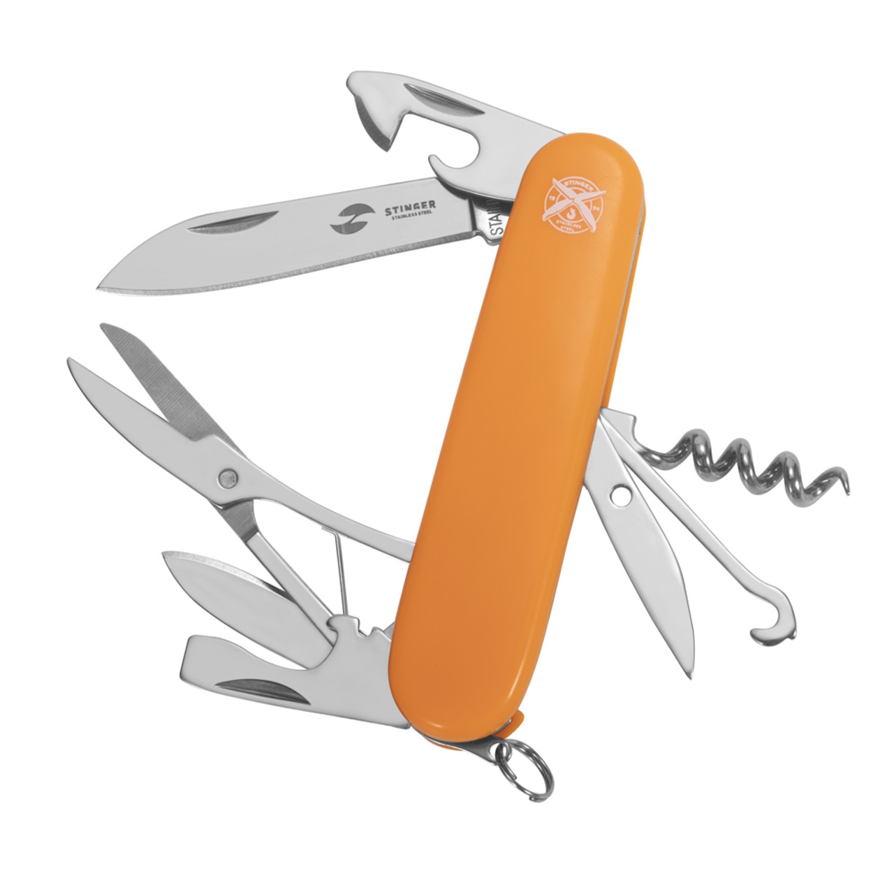 Stinger нож многофункциональный FK-K5017-8PB (13 функций) сталь 420, рукоять ABS orange, блистер