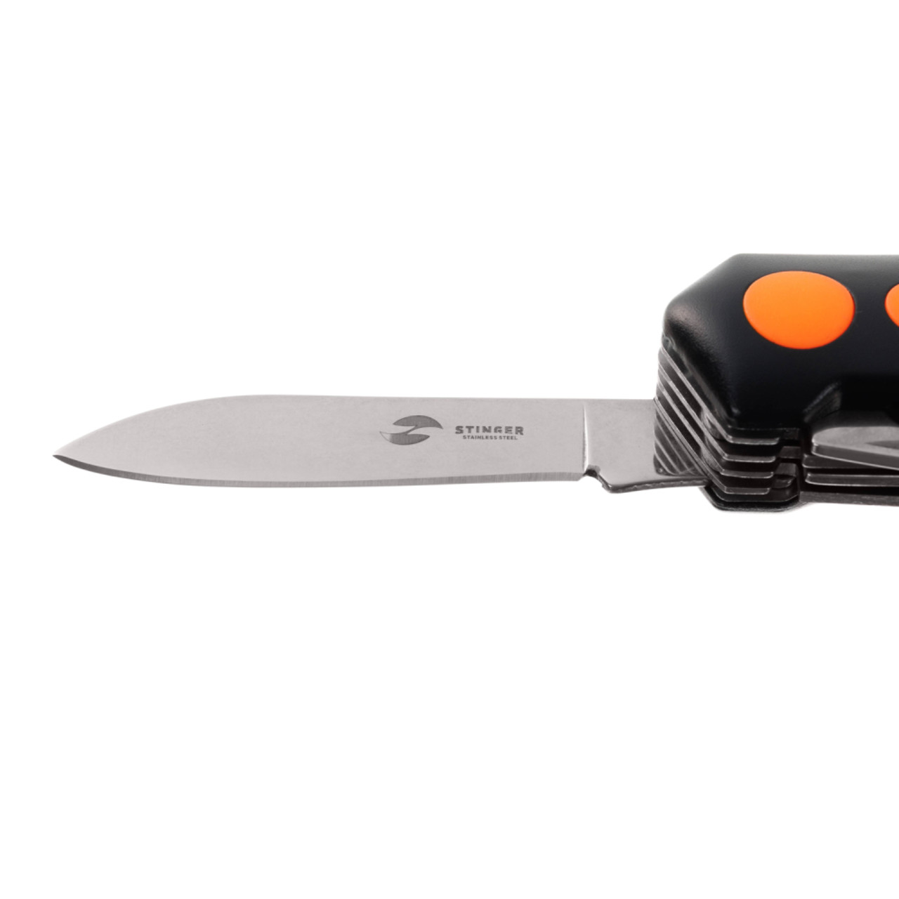 Stinger нож многофункциональный FK-KO5011LG3 (15 функций) сталь 420, рукоять PP black & orange