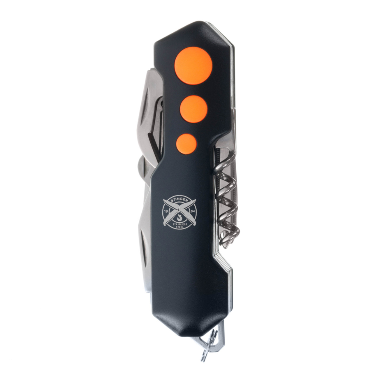 Stinger нож многофункциональный FK-KO5011LG3 (15 функций) сталь 420, рукоять PP black & orange