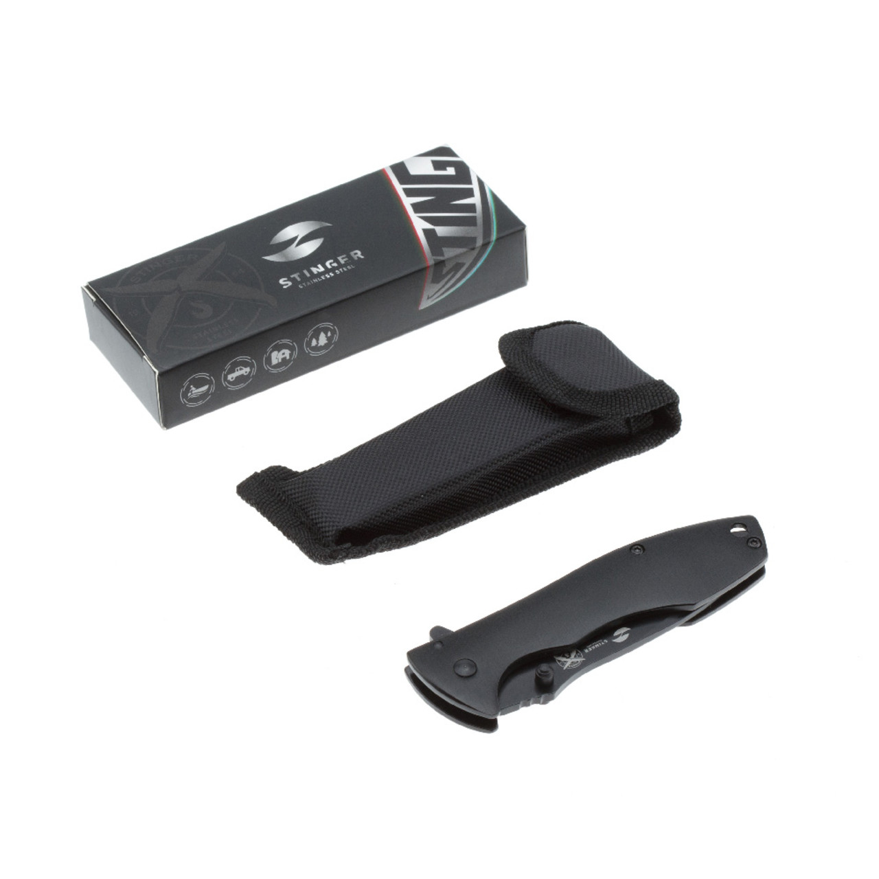 Stinger нож складной FK-721BK сталь 3Cr13 black, рукоять Aluminum black, сталь