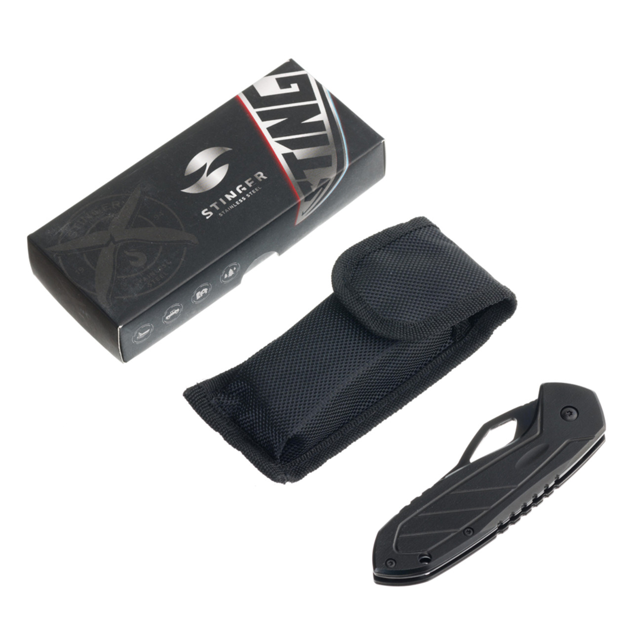 Stinger нож складной FK-A136 сталь 420 black, рукоять Aluminum black