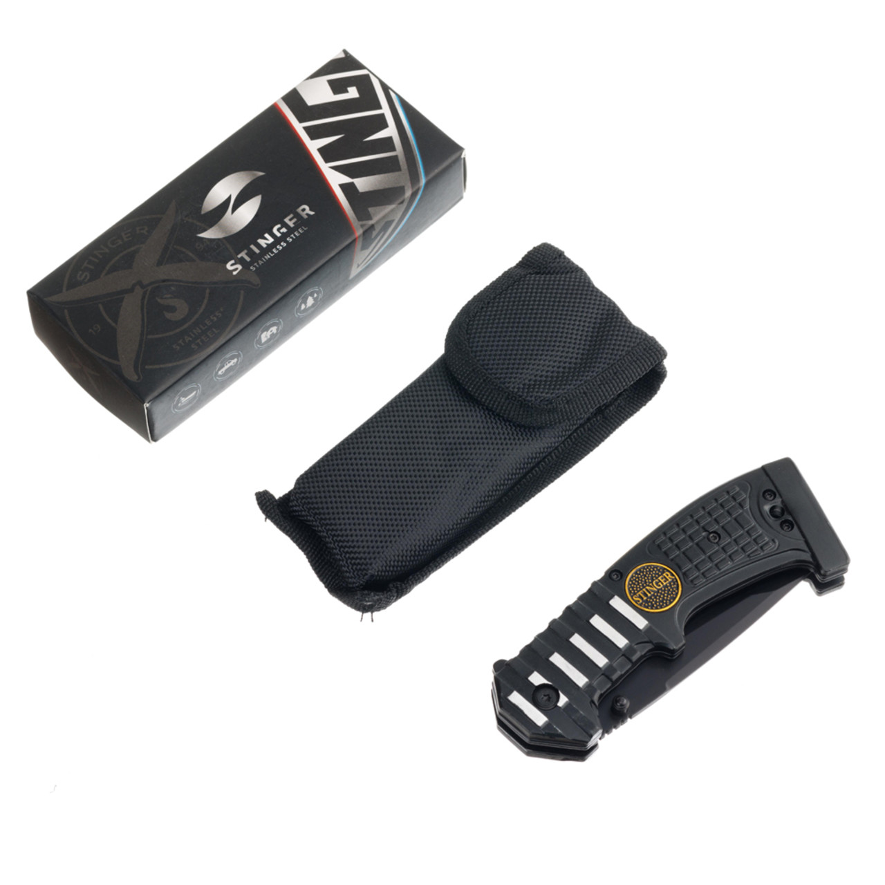 Stinger нож складной SA-583B сталь 420 black, рукоять Aluminum black, сталь, пластик