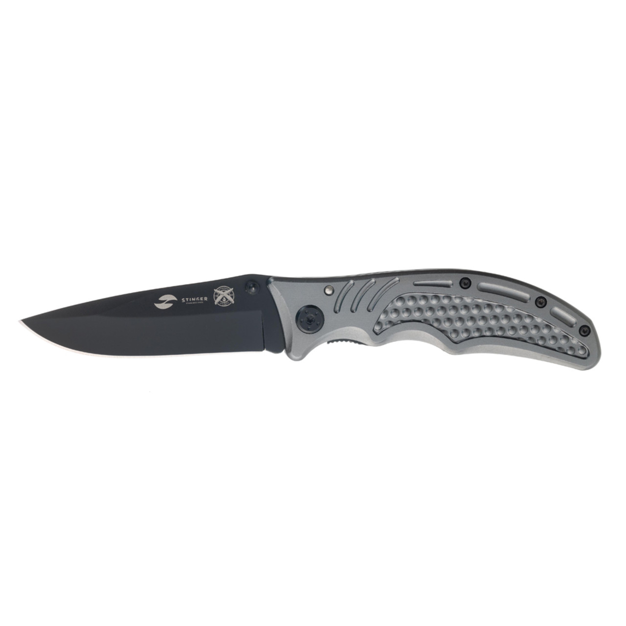 Stinger нож складной YD-7918EY сталь 420 black, рукоять Aluminum grey