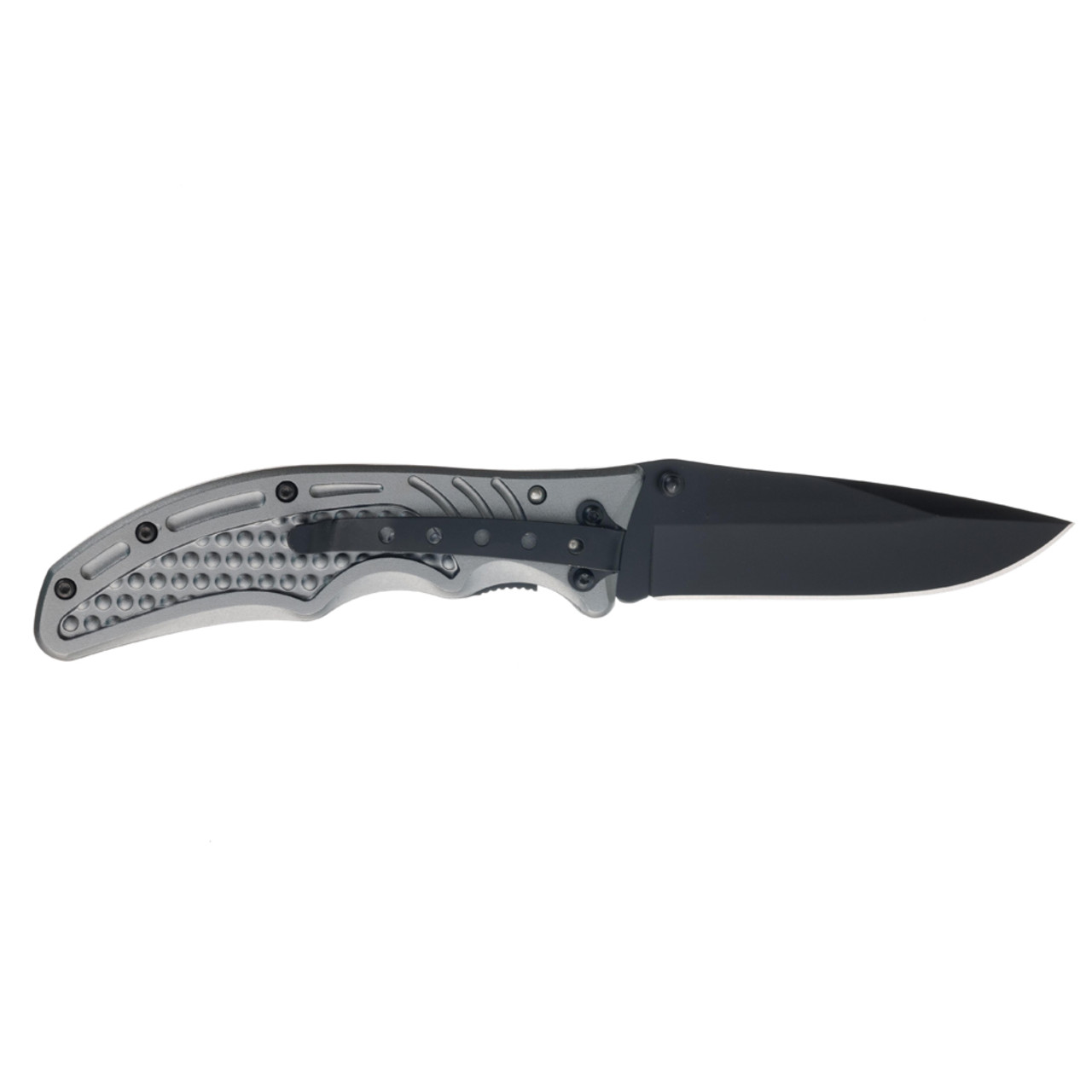 Stinger нож складной YD-7918EY сталь 420 black, рукоять Aluminum grey