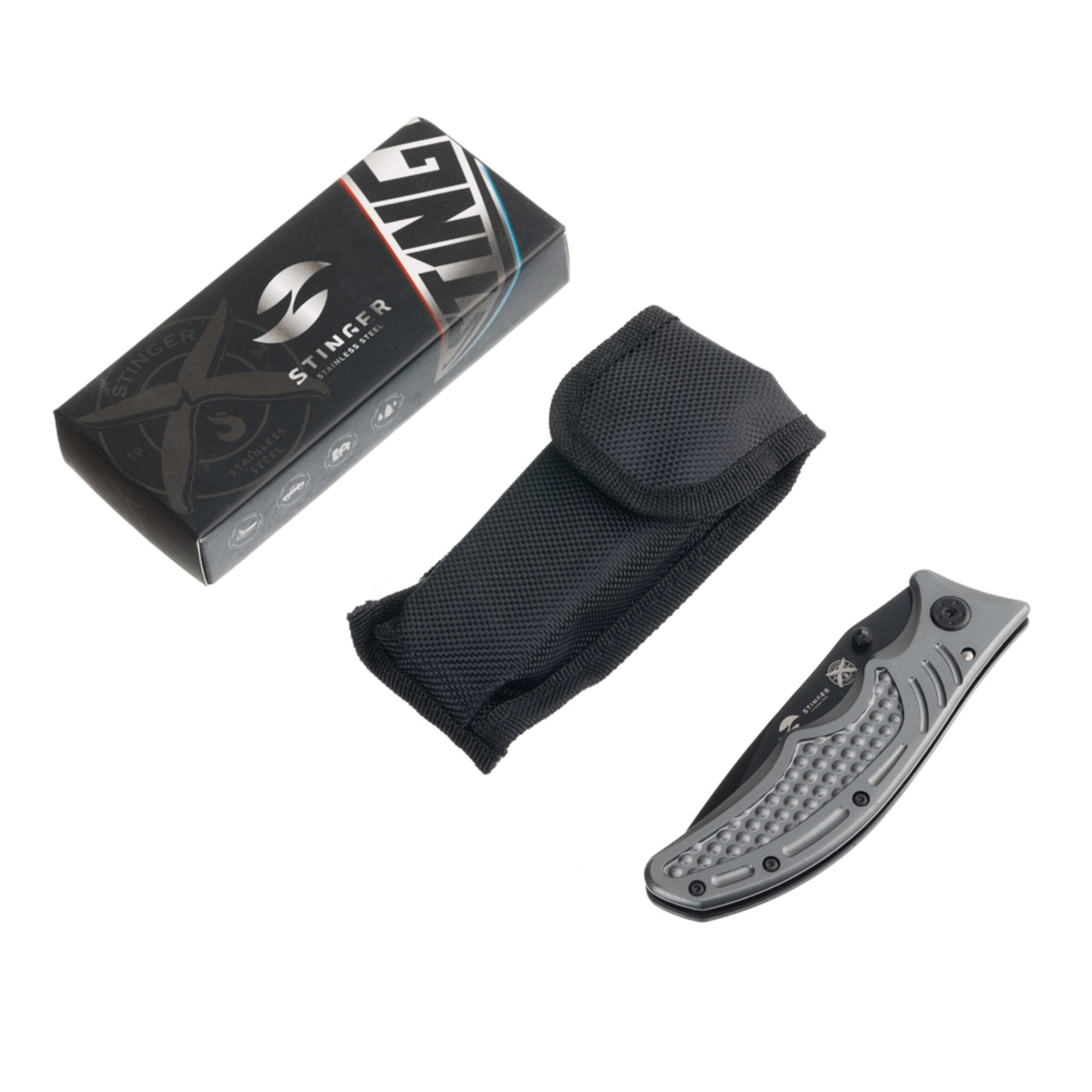 Stinger нож складной YD-7918EY сталь 420 black, рукоять Aluminum grey