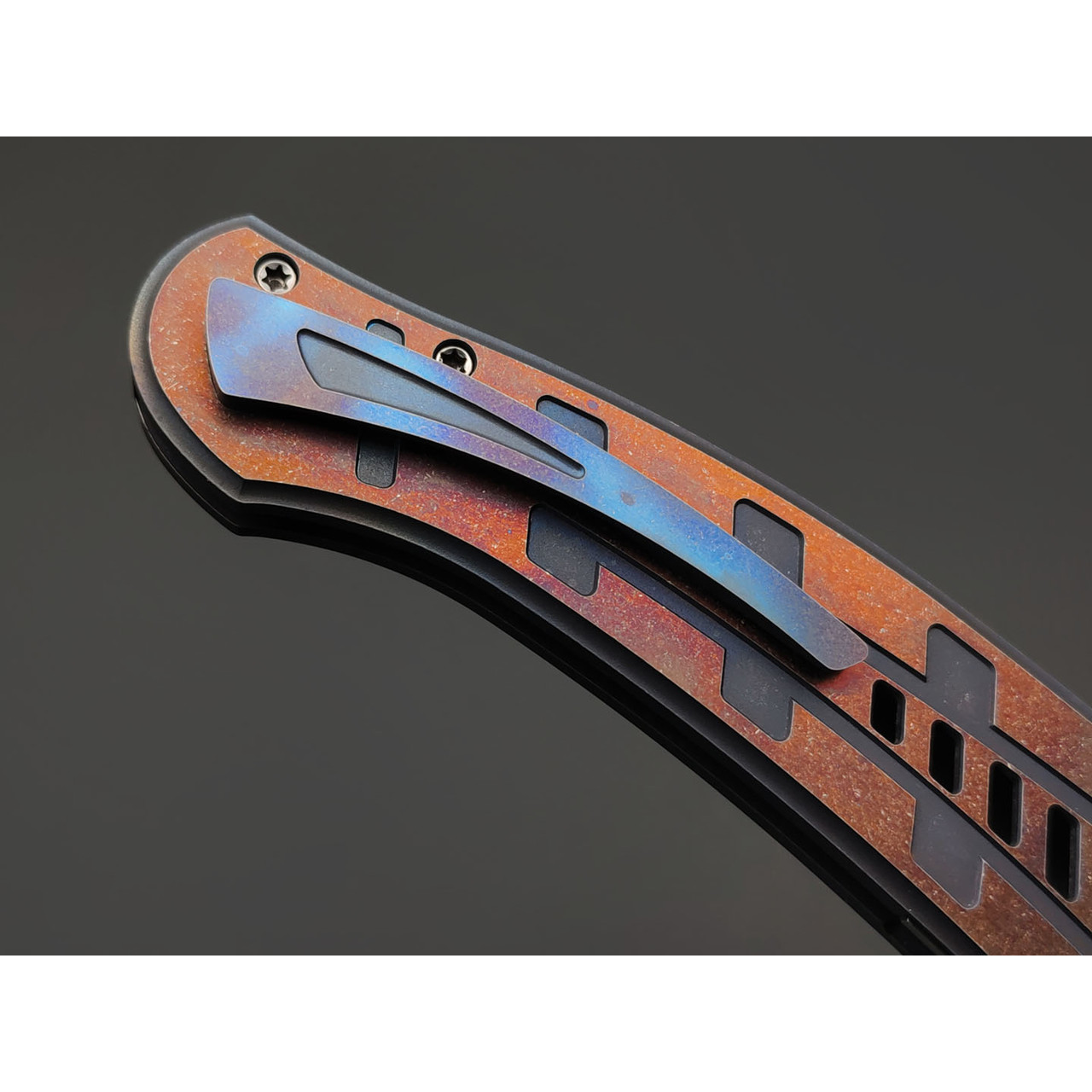 Влад Матвеев складной нож VM60 мозаичный дамаск, Титан Carbon fiber chaotic copper