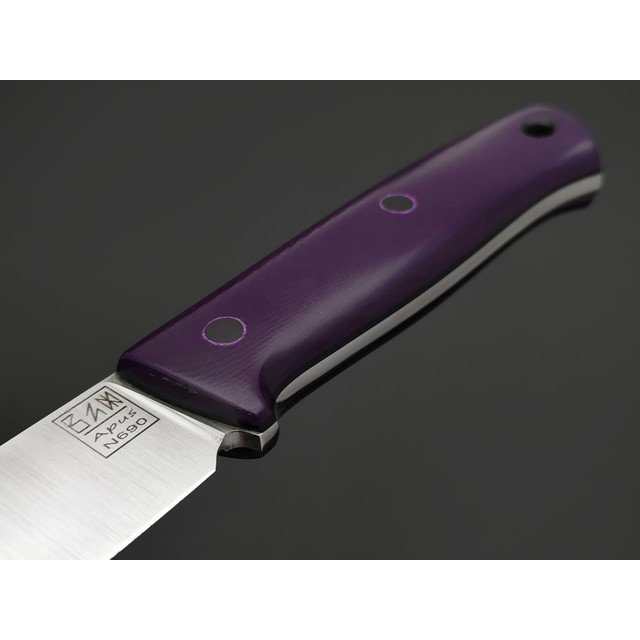 Zh Knives нож Bullet сталь N690 satin, рукоять G10 purple & black, пины карбон