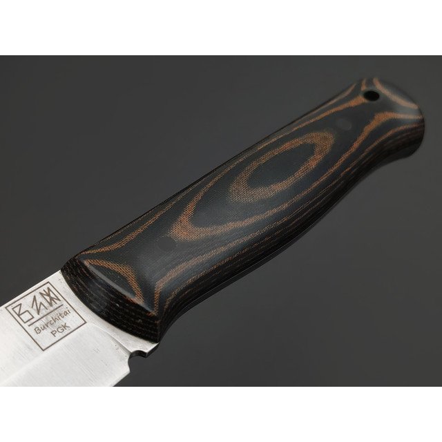 Zh Knives нож No Name сталь PGK satin, рукоять Micarta dark green & brown, пины карбон