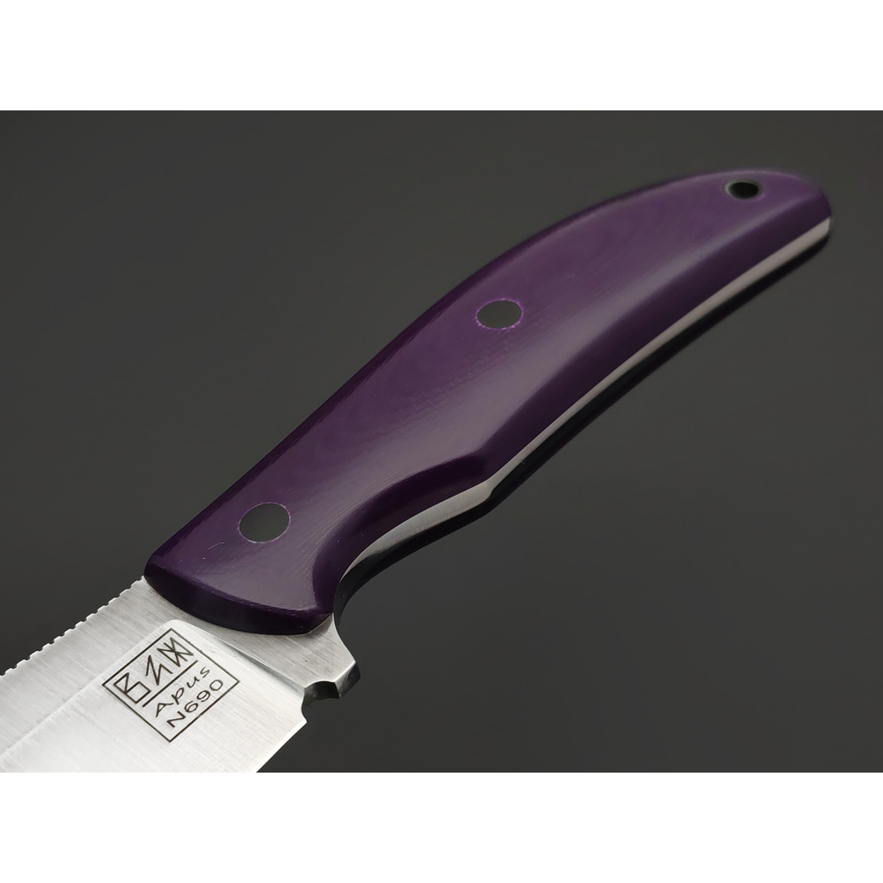 Zh Knives нож Palmistry Maxi сталь N690 satin, рукоять G10 purple, пины карбон